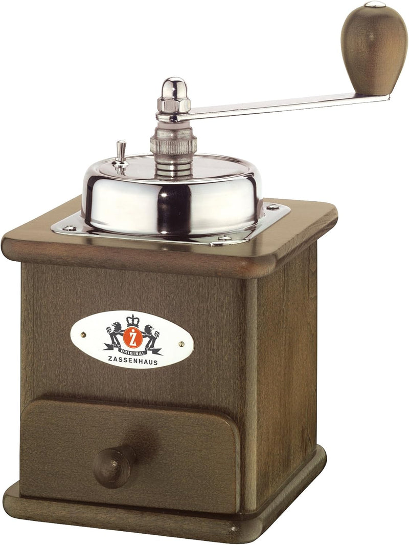 Zassenhaus "Brasilia" Coffee Mill, Dark Beechwood - 4.7" x 4.9" x 7.8"