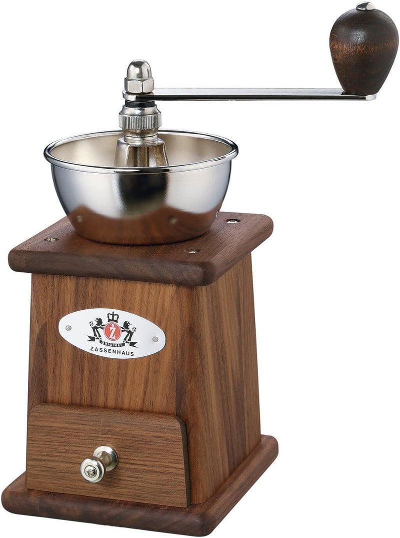 Zassenhaus "Santos" Coffee Mill, Walnut - 4.5" x 4.2" x 9.25"