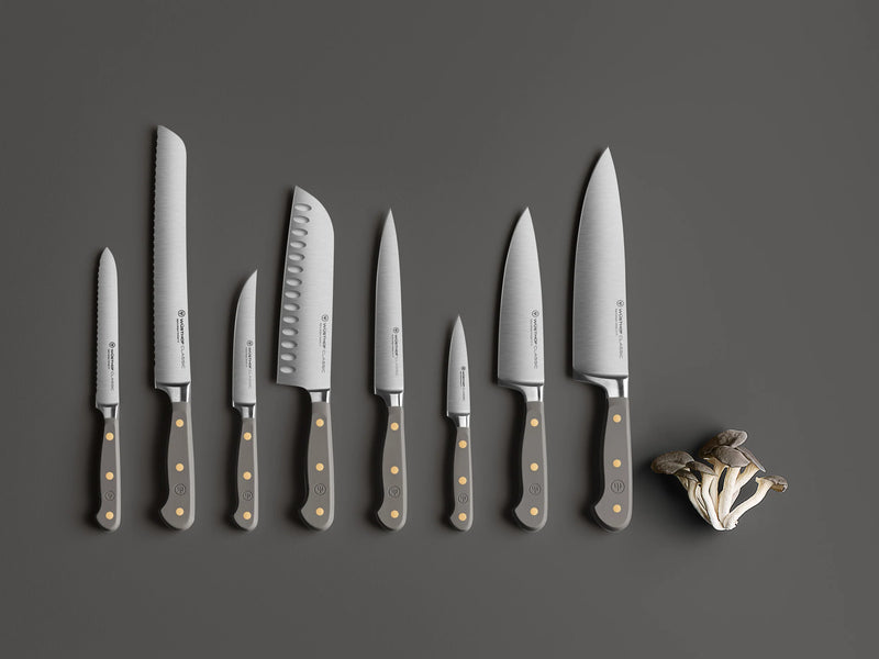 Wusthof Classic Velvet Oyster - 8 Pc. Knife Block Set, White- Personalized Engraving Available