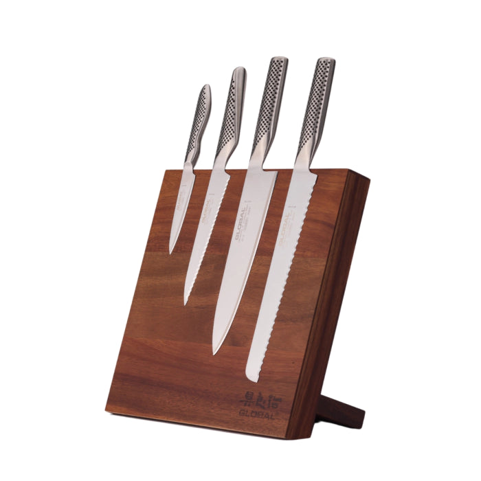 Global G-CLB2291438 - Bitoku 5 Pc. Classic Essentials Knife Block Set, Acacia