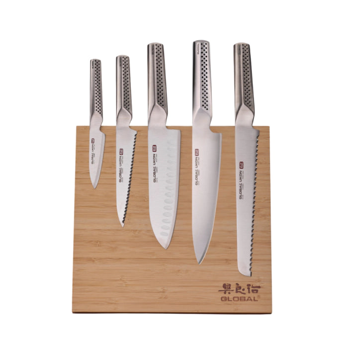 Global G-UKB15001 - Bitoku 6 Pc. UKON Essentials Knife Block Set, Bamboo