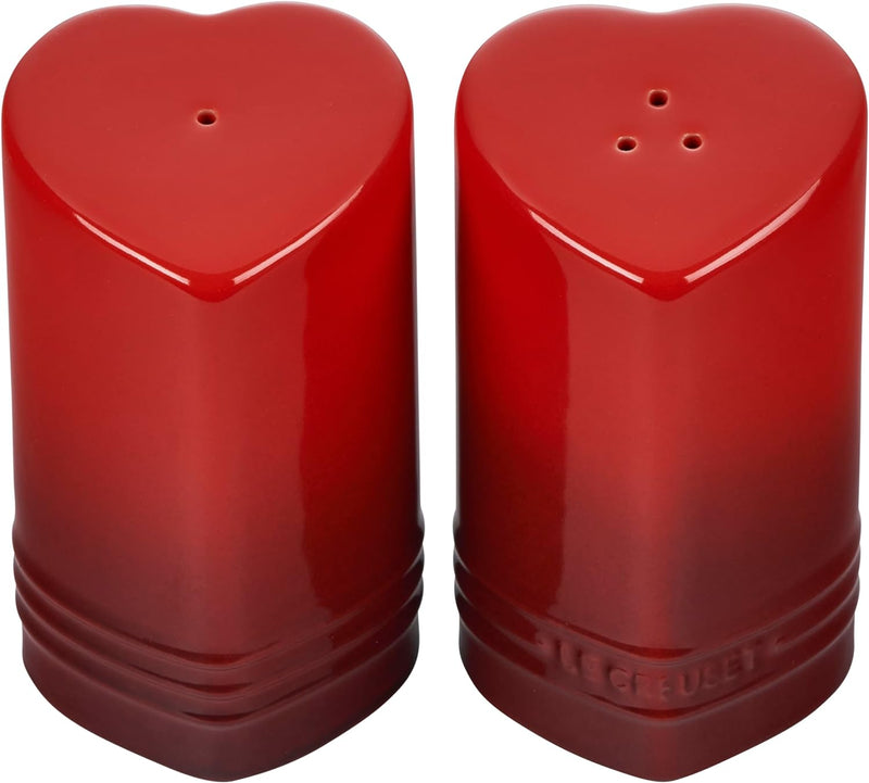 Le Creuset 4 oz. Stoneware Figural Heart Salt & Pepper Shaker Set - Cerise