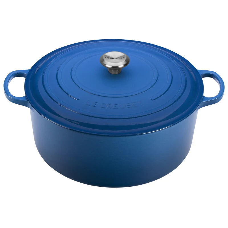 Le Creuset 13 1/4 Qt. Enameled Cast Iron Signature Round Dutch Oven w/Stainless Steel Knob - Marseille- Personalized Engraving Available