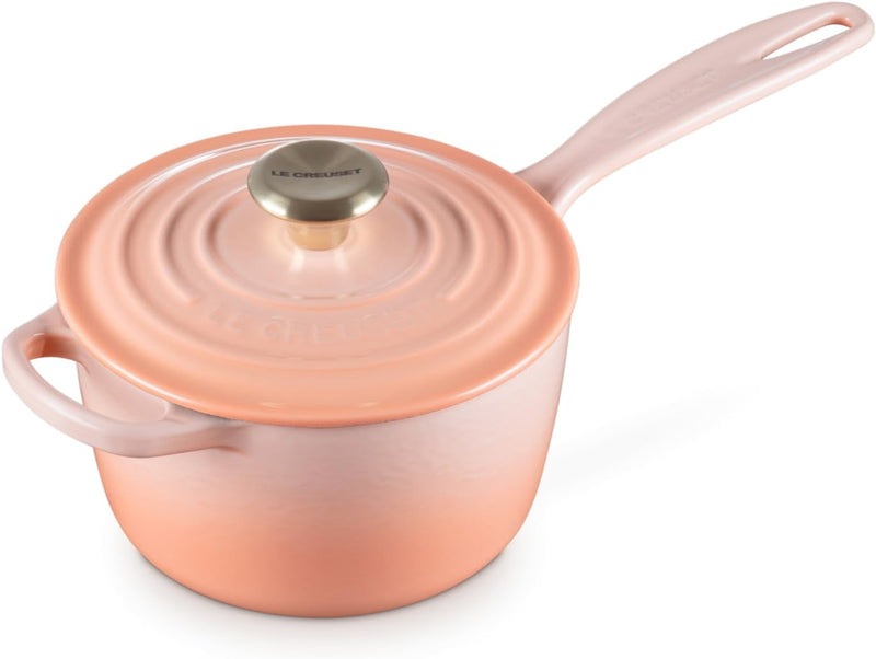 Le Creuset 1 3/4 Qt. Signature Saucepan w/Gold Knob - Peche