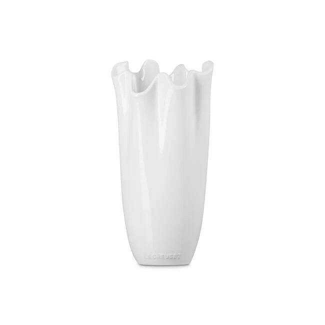 Le Creuset 12" Iris Ruffle Vase - White