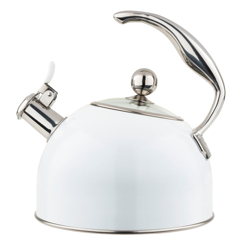 Viking 2.6 Quart Stainless Steel Whistling Tea Kettle (White)