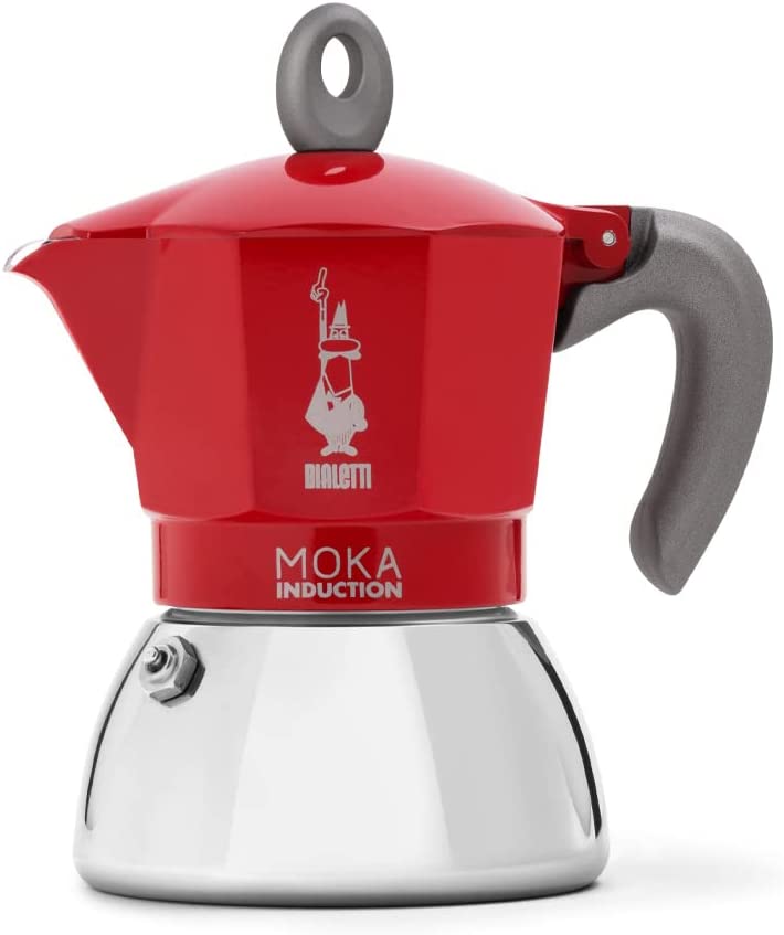 Bialetti Moka Induction Stovetop Espresso Maker 4 Cups - Red