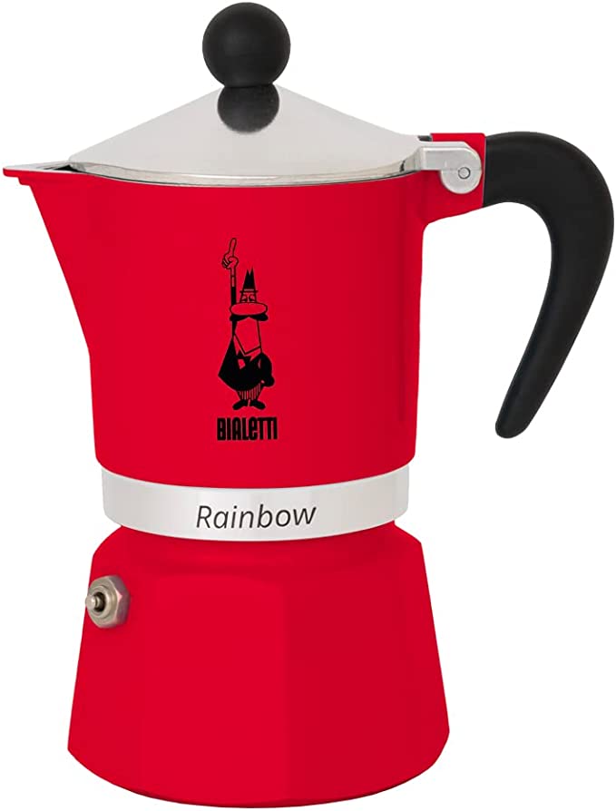 Bialetti Moka Express Rainbow Stovetop Espresso Maker 6 Cups - Red