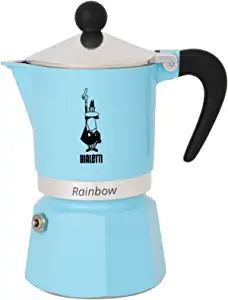Bialetti Moka Express Rainbow Stovetop Espresso Maker 3 Cups - Light Blue