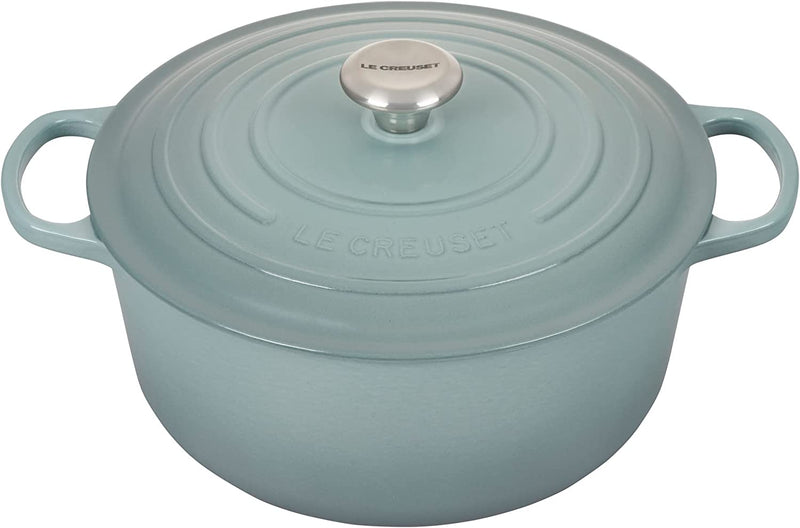 Le Creuset 7 1/4 Qt. Signature Round Dutch Oven w/Stainless Steel Knob - Sea Salt- Personalized Engraving Available