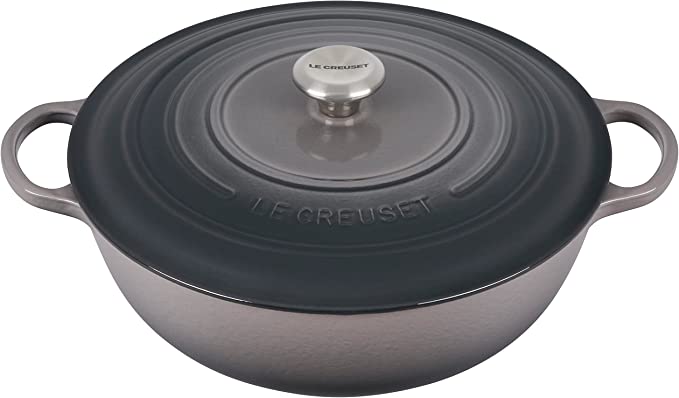 Le Creuset 7 1/2 Qt. Signature Enameled Cast Iron Chef's Oven w/Stainless Steel Knob - Oyster- Personalized Engraving Available