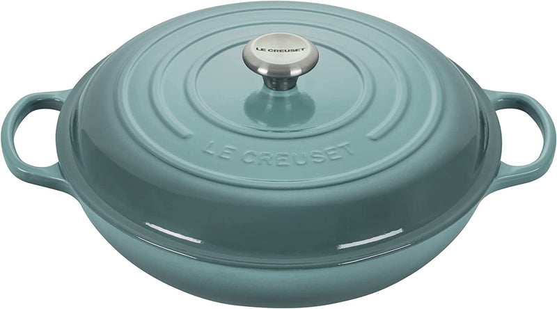 Le Creuset 5 Qt. Signature Braiser w/Stainless Steel Knob - Sea Salt- Personalized Engraving Available