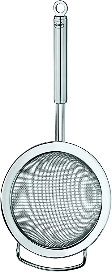 Rosle Stainless Steel Round Handle Kitchen Strainer, Coarse Mesh - 7.9"