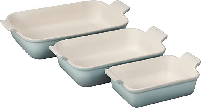 Le Creuset Set of 3 Heritage Rectangular Dishes - Sea Salt