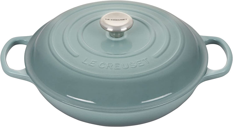 Le Creuset 3 1/2 Qt. Signature Braiser w/Stainless Steel Knob - Sea Salt- Personalized Engraving Available