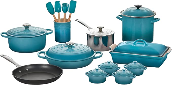 5-Piece Signature Cookware Set with Stainless Steel Knobs - Caribbean Blue, Le Creuset