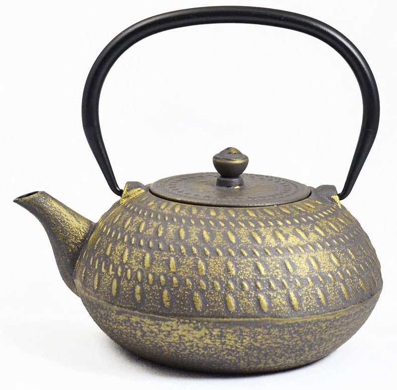 Frieling Cast Iron Teapot Tebie Stripe w/Stainless Steel Strainer 34 fl. oz. - Grey/Gold
