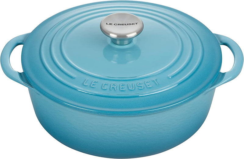 Le Creuset 2 3/4 Qt. Enameled Cast Iron Classic Shallow Round Dutch Oven w/ Stainless Steel Knob - Caribbean- Personalized Engraving Available