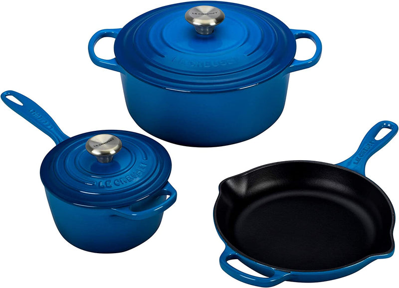 Le Creuset 5-Piece Signature Enameled Cast Iron Cookware Set w/Stainless Steel Knob - Marseille