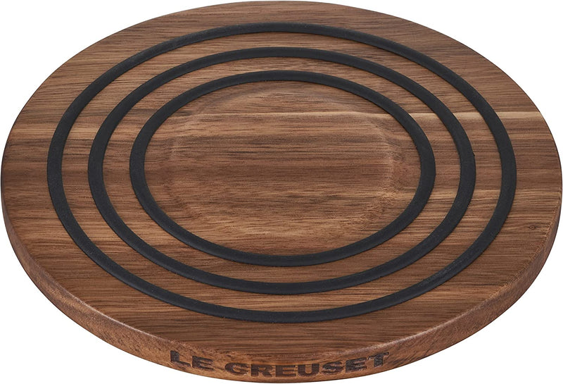 Le Creuset Magnetic Acacia Wood Trivet w/Silcone Rings - Black Onyx