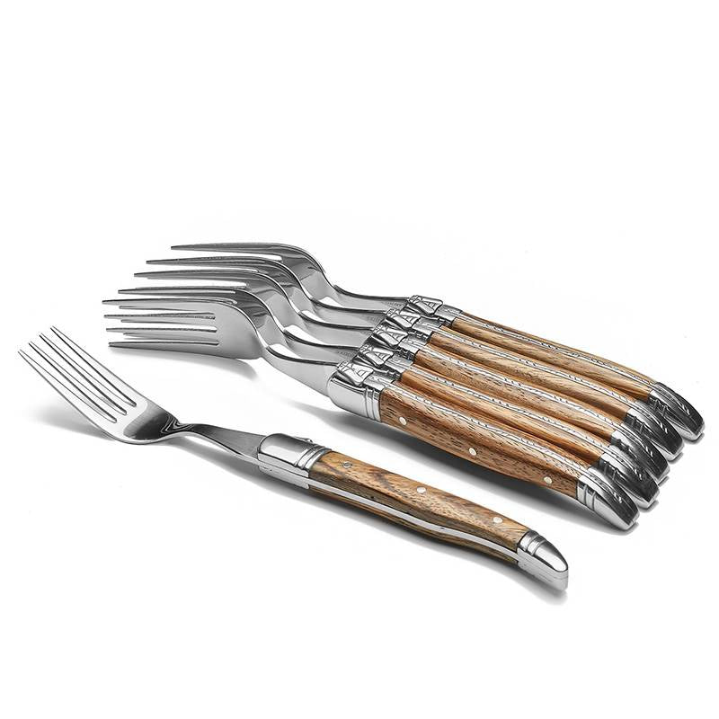 TB Laguiole Tradition 6 Pc. Dinner Fork Set - Light Wood Handle