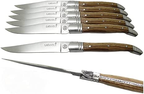 TB Laguiole Tradition 6 Pc. Steak Knife  Set - Light Wood Handle