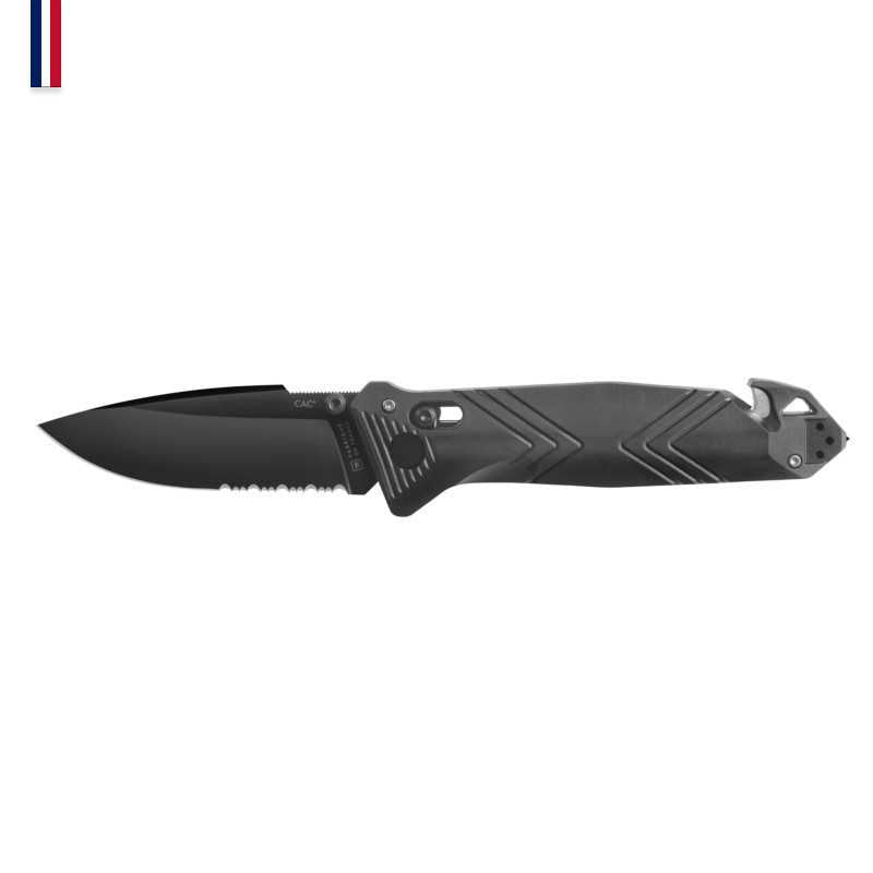 TB C.A.C. French Army Knife - PA6 Handle - Serrated - Black