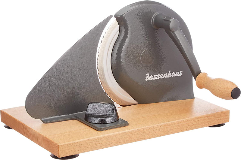 Zassenhaus Manual Bread Slicer Classic Hand Crank 11 3/4" x 8" - Gray
