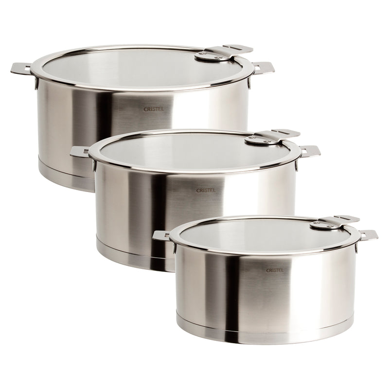 Cristel Strate Removable Handle - Set of 3 Saucepans w/Lids