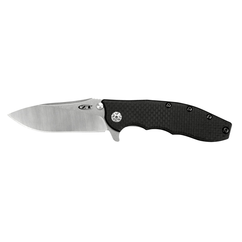 Kershaw ZT - 3.5" Stonewashed Hinderer Slicer Knife - Carbon Fiber Handle