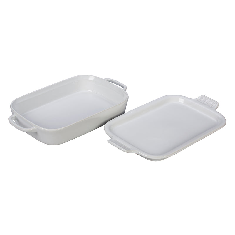 Le Creuset 14 3/4" x 9" x 2 1/2" Rectangular Dish w/Platter Lid - White