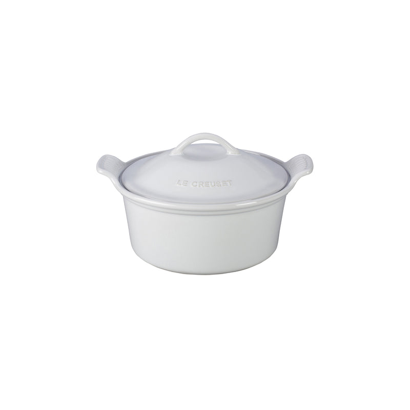 Le Creuset 18 oz. (6 1/4") Heritage Covered Cocotte - White