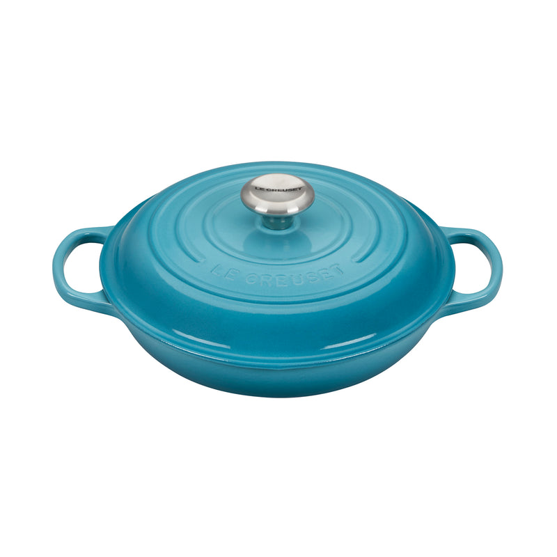 Le Creuset 2 1/4 Qt. Signature Braiser w/Stainless Steel Knob - Caribbean- Personalized Engraving Available