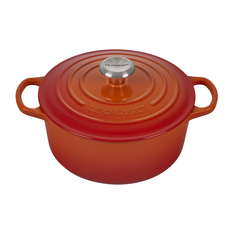 Le Creuset 4 1/2 Qt. Signature Round Dutch Oven w/Stainless Steel Knob - Flame- Personalized Engraving Available