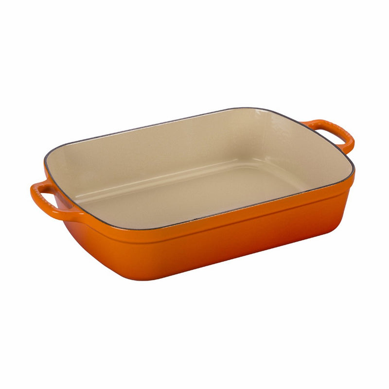 Le Creuset 5 1/4 Qt. (10" x 15 3/4") Signature Rectangular Roaster- Flame