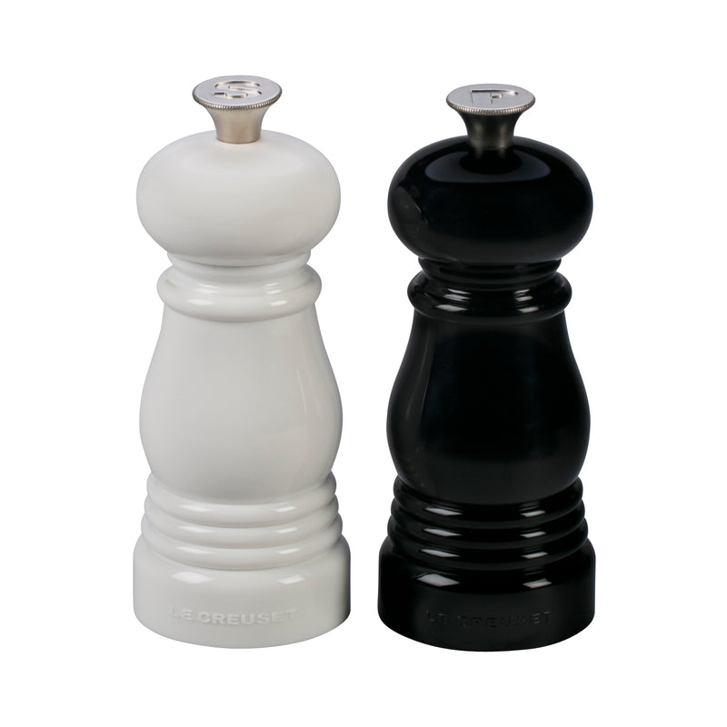 Le Creuset 5" x 2" Petite Salt and Pepper Mill Set - Black & White