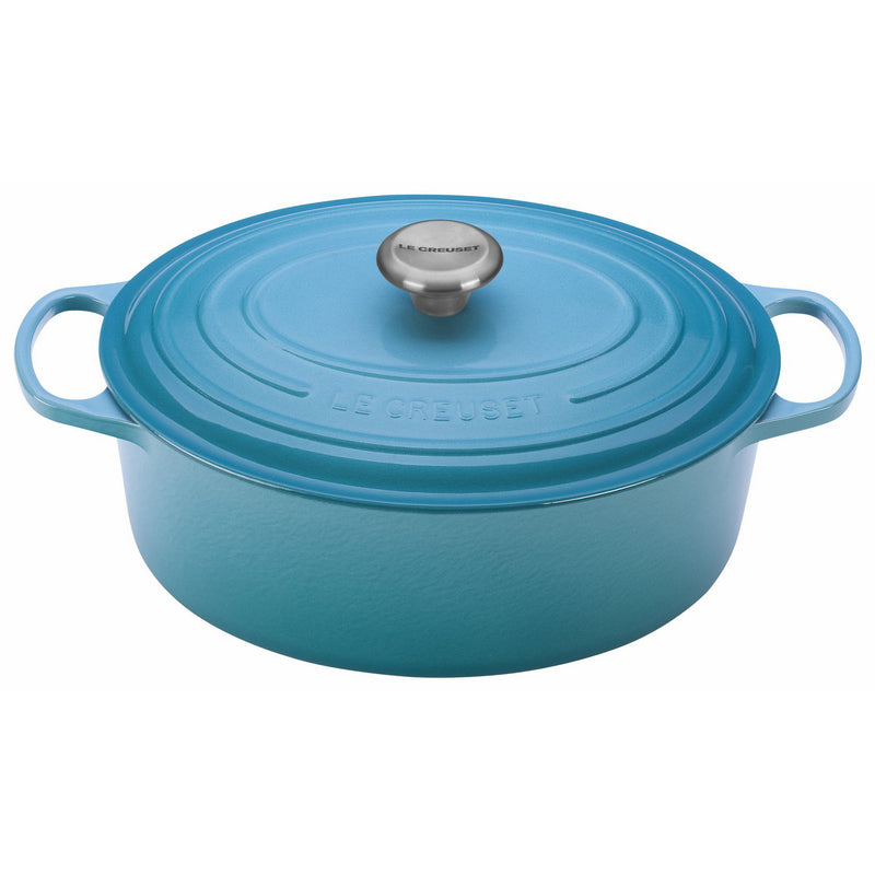 Le Creuset 6 3/4 Qt. Signature Oval Dutch Oven w/Stainless Steel Knob - Caribbean- Personalized Engraving Available