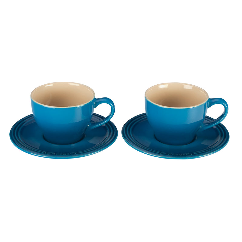 Le Creuset 7 oz. Cappuccino Cups and Saucers - Set of 2 - Marseille