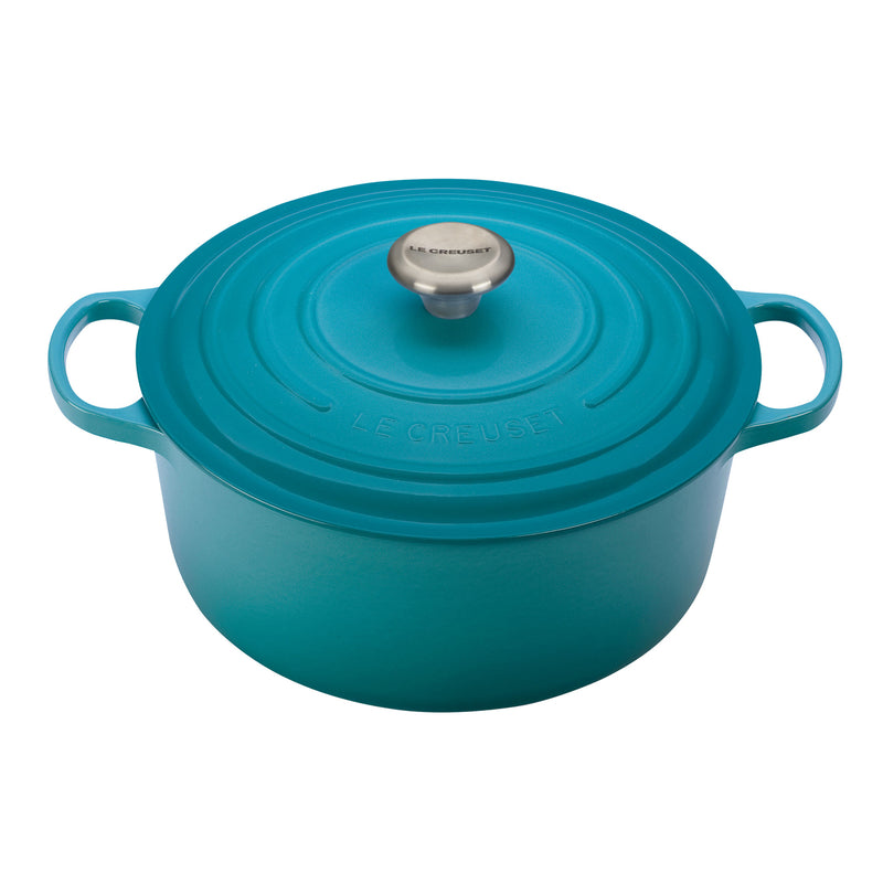 Le Creuset 7 1/4 Qt. Signature Round Dutch Oven w/Stainless Steel Knob - Caribbean- Personalized Engraving Available