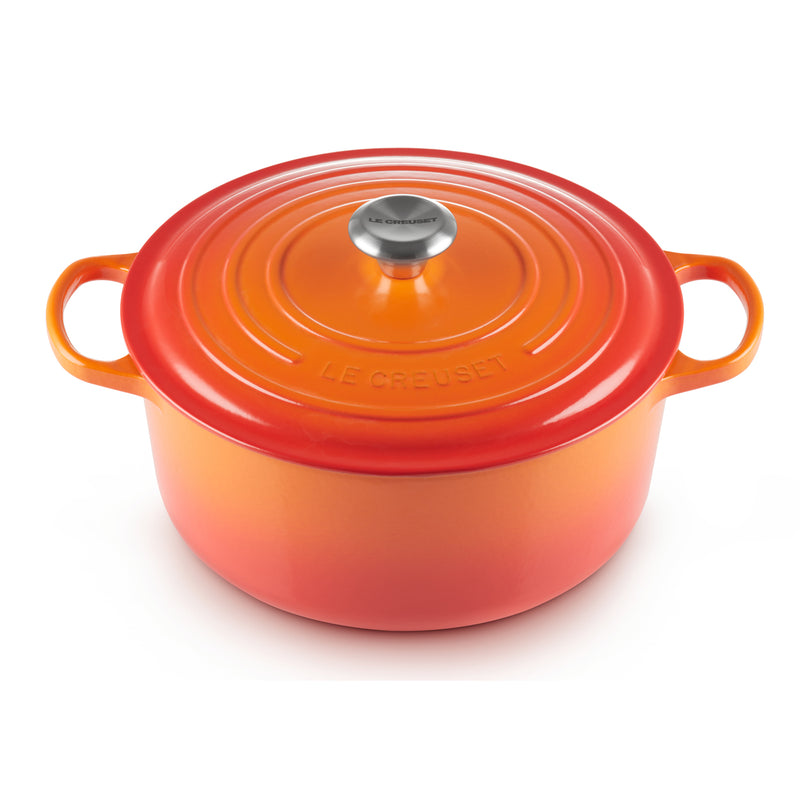 Le Creuset 7 1/4 Qt. Signature Round Dutch Oven w/Stainless Steel Knob - Flame- Personalized Engraving Available