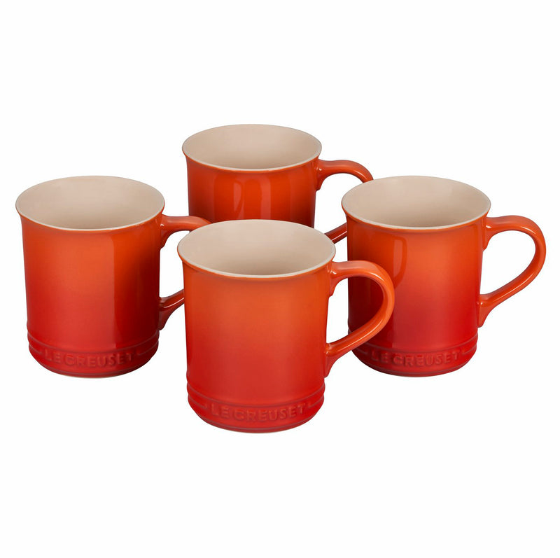Le Creuset Set of 4 - 14 oz. Mugs - Flame