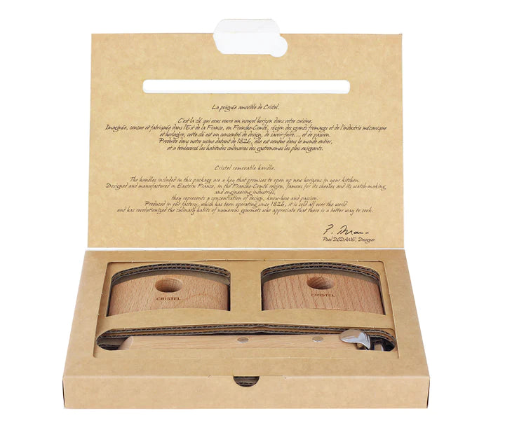 Cristel Detachable Handle Set of 1 Handle and 2 Side Handles Beech Wood