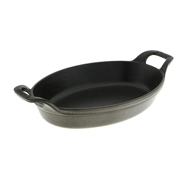 Staub Oval Roasting Dish - 9.5" x 6.75" - 1Qt - Graphite Grey