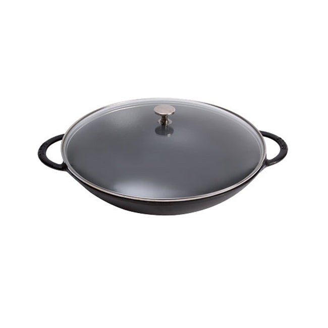 Staub Wok - 14" Black Matte with Glass Lid