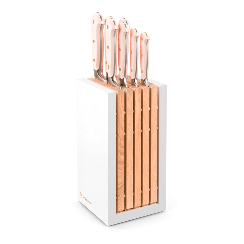 Wusthof Classic Pink Himalayan Salt - 8 Pc. Knife Block Set, White- Personalized Engraving Available