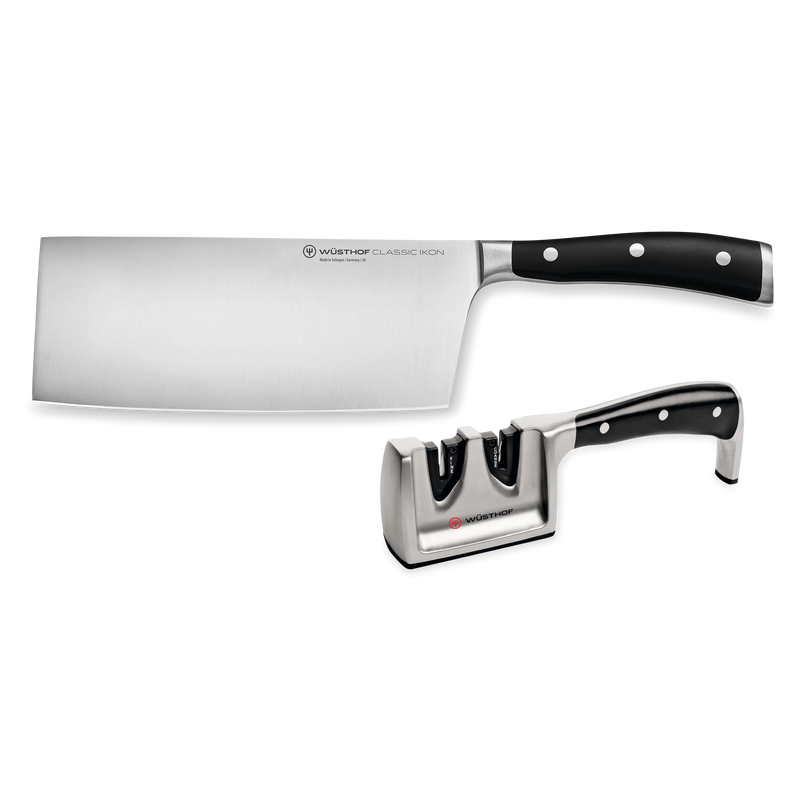 Wusthof Classic Ikon - 2 Pc. Chinese Chef's Knife and Sharpener Set
