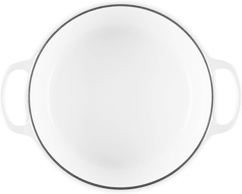 Le Creuset 4 1/2 Qt. Enameled Cast Iron Signature Round Dutch Oven w/Crucible SS Knob - White