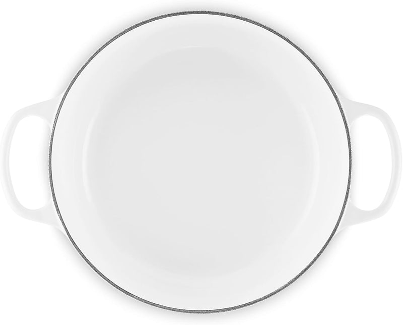 Le Creuset 5 1/2 Qt. Enameled Cast Iron Signature Round Dutch Oven w/Crucible SS Knob - White