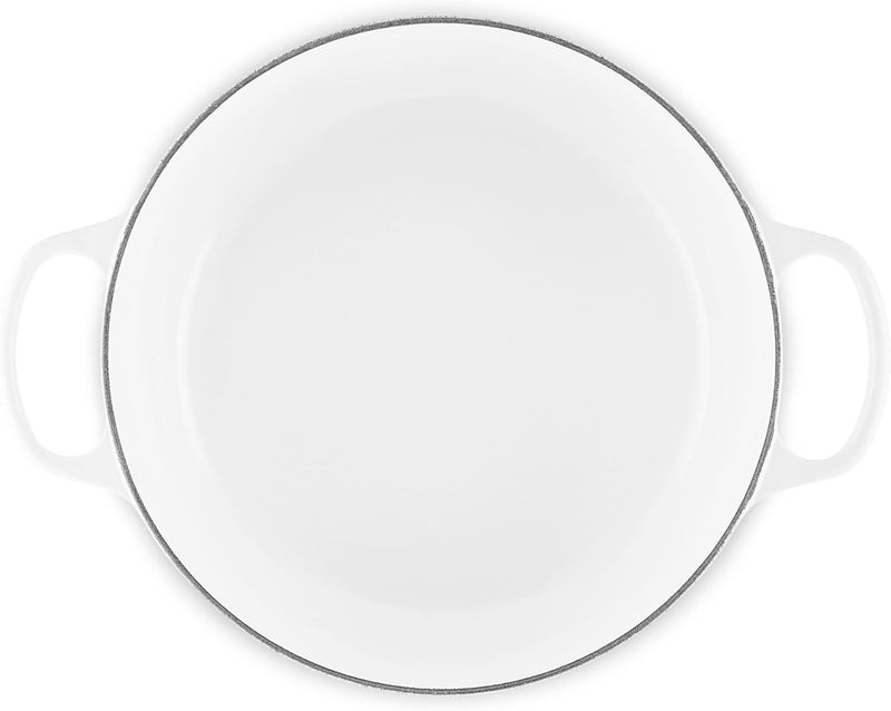 Le Creuset 7 1/4 Qt.  Enameled Cast Iron Signature Round Dutch Oven w/Crucible SS Knob - White