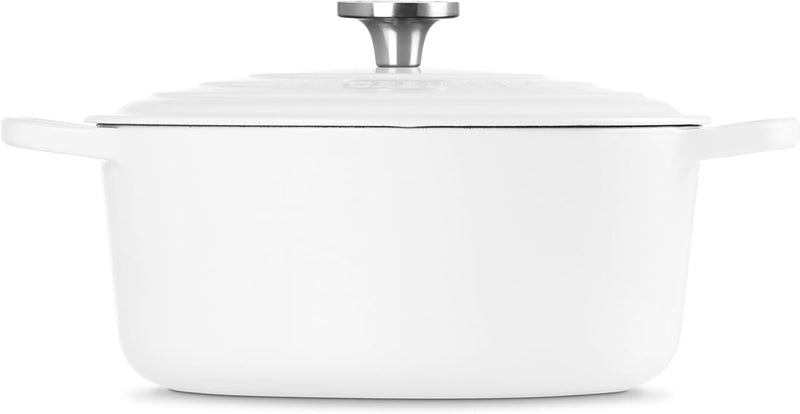 Le Creuset 7 1/4 Qt.  Enameled Cast Iron Signature Round Dutch Oven w/Crucible SS Knob - White